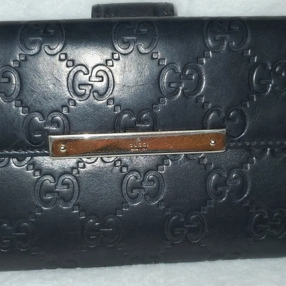 Gucci Black Guccissima Leather Flap Continental Wallet - Picture 3 of 16